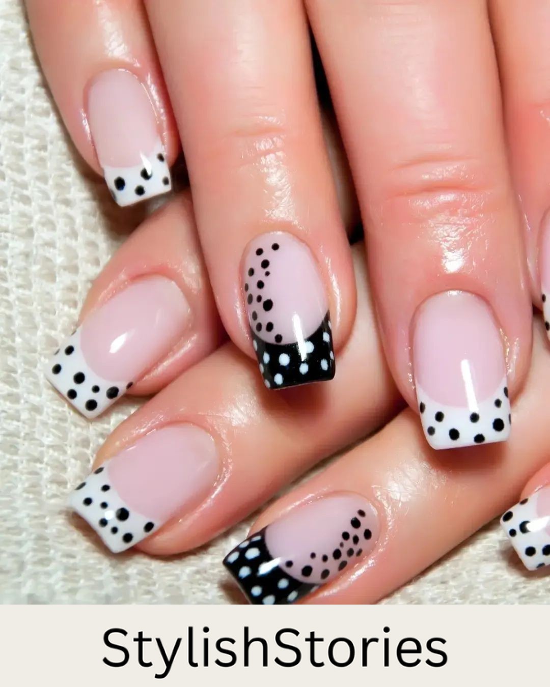 Playful Dot Accents on Black and White French