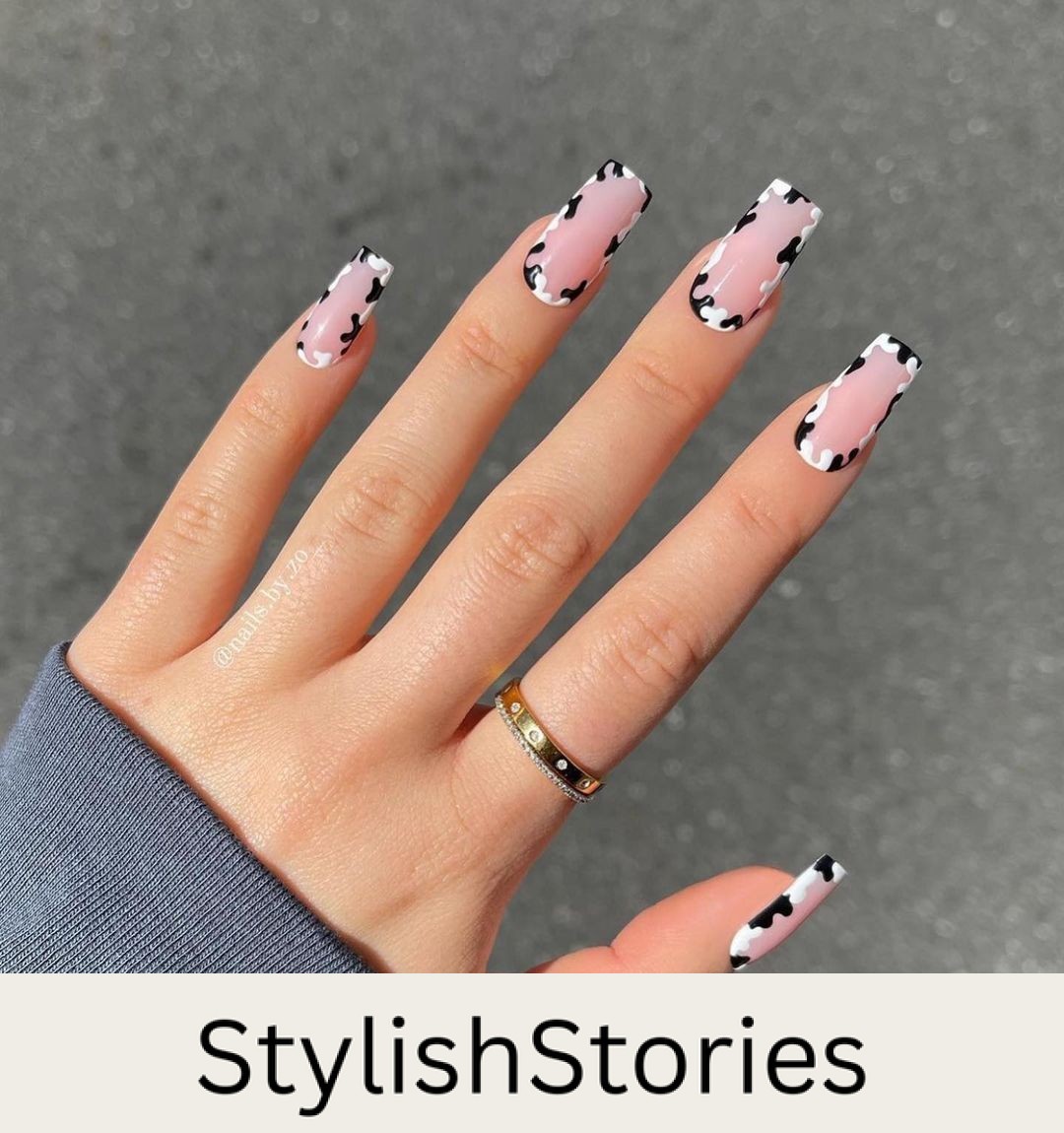 Black and White Framed Square Nails