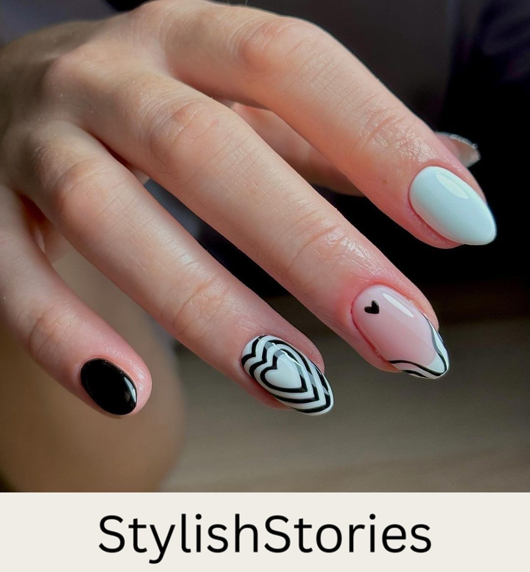 Mix and Match Black and White Nails