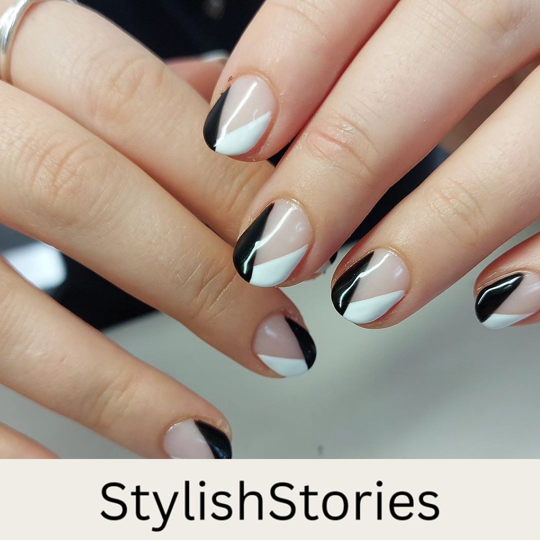 Black and White Chevron Nails