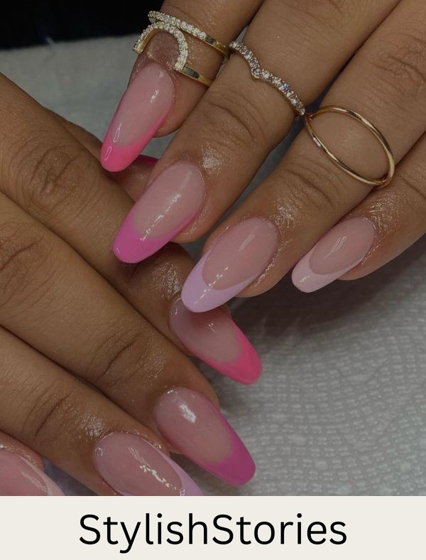 Different Shades Of Pink French Mani