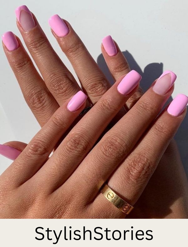 Vibrant French Detail Pink Nails
