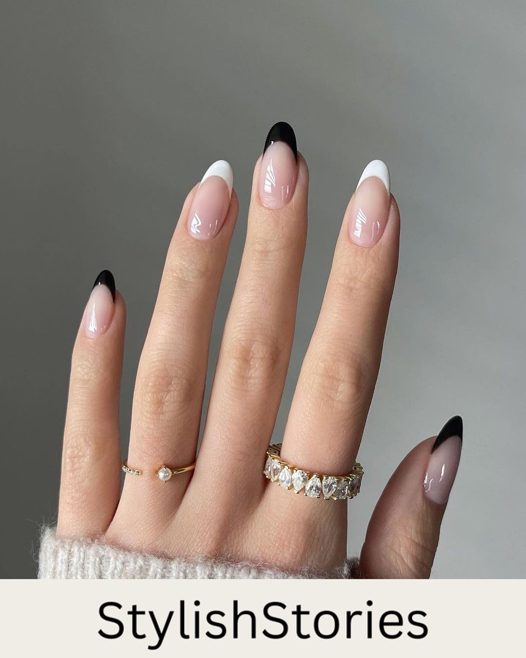 Alternating Black and White French Tips