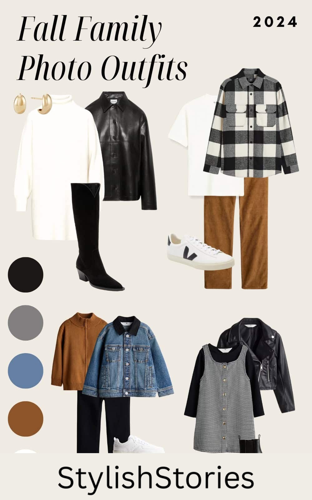 an image board for fall family outfits featuring neutral tones