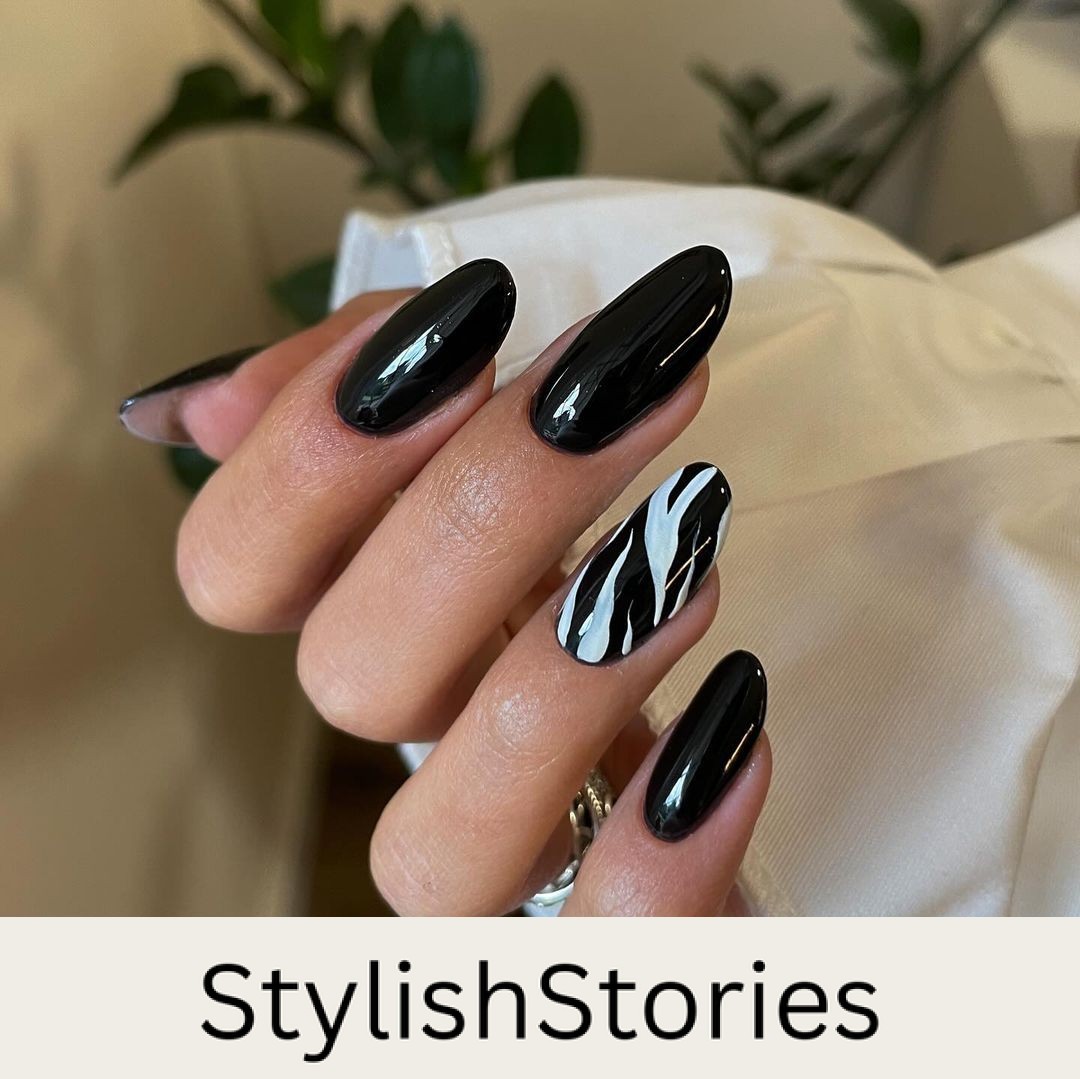 Monochrome Zebra Statement Nail Design