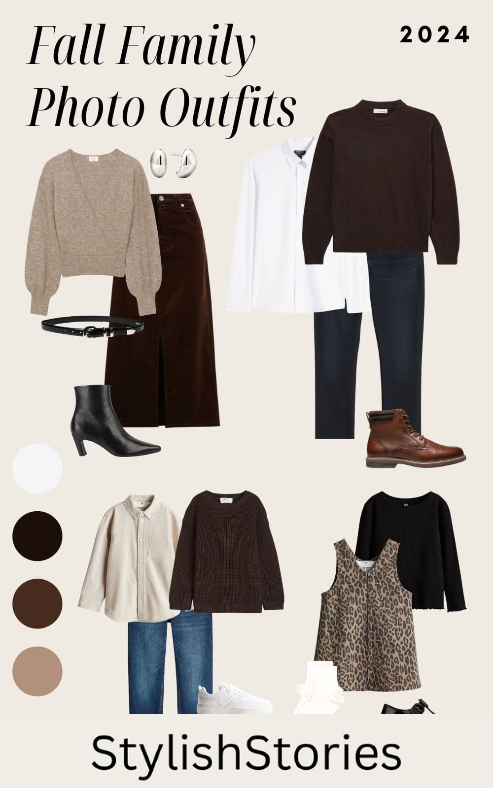 an image board for fall family outfits featuring neutral tones