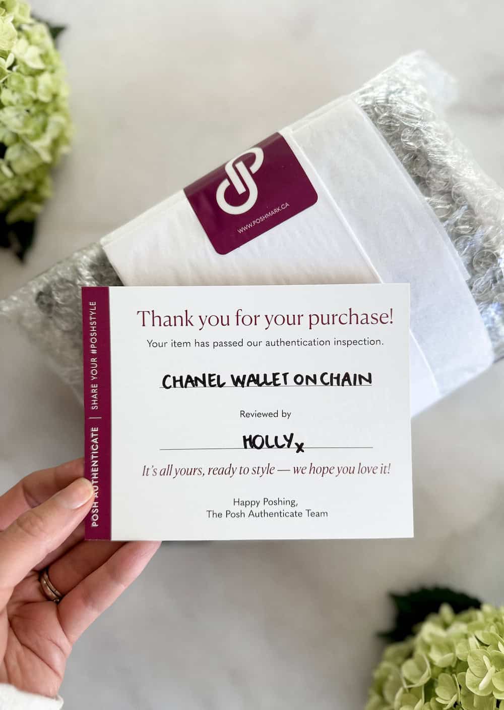 image of a Poshmark authentication card