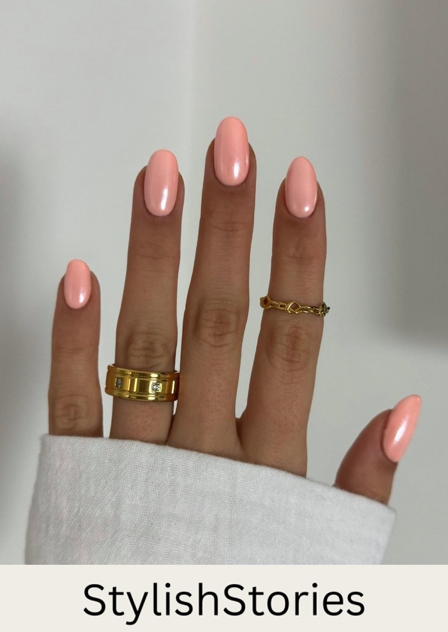 peach chrome nails