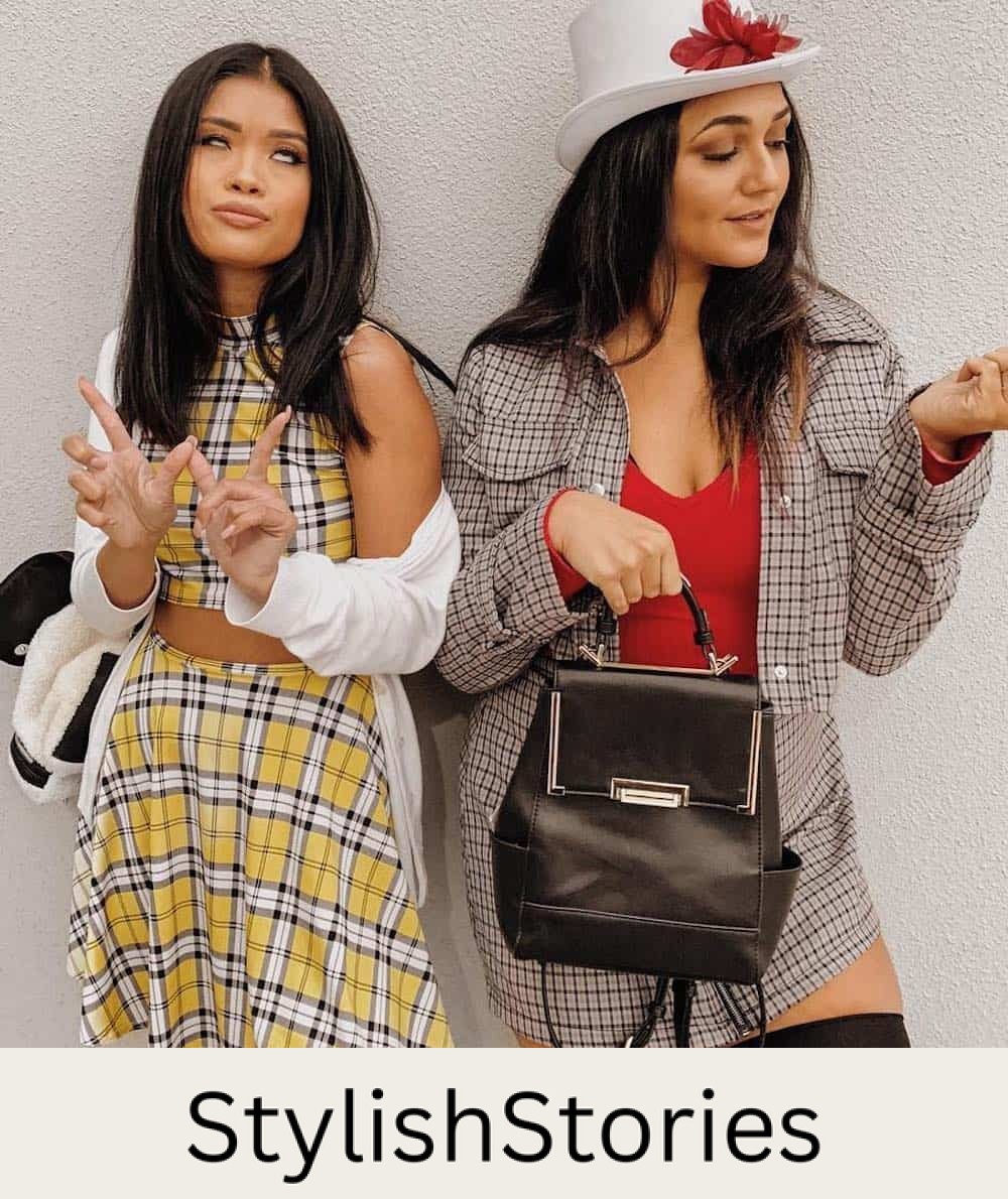 Two women dressed as Cher and Dionne from Clueless.