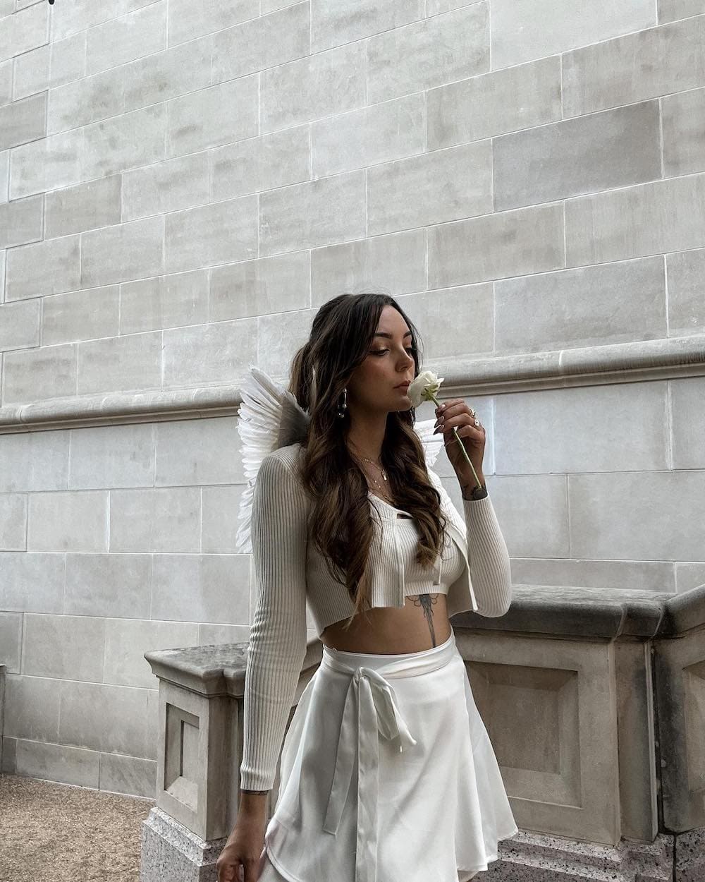 a woman dressed as an angel