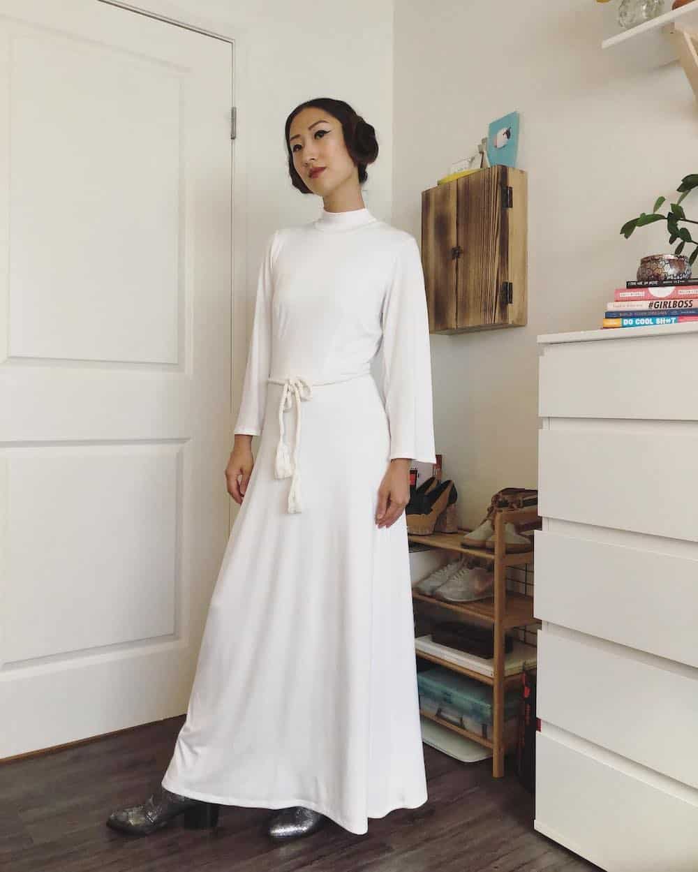 a woman dressed as princess leia from star wars