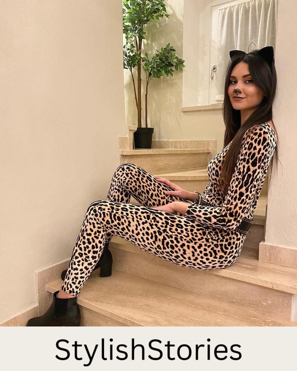 a woman dressed as a cheetah