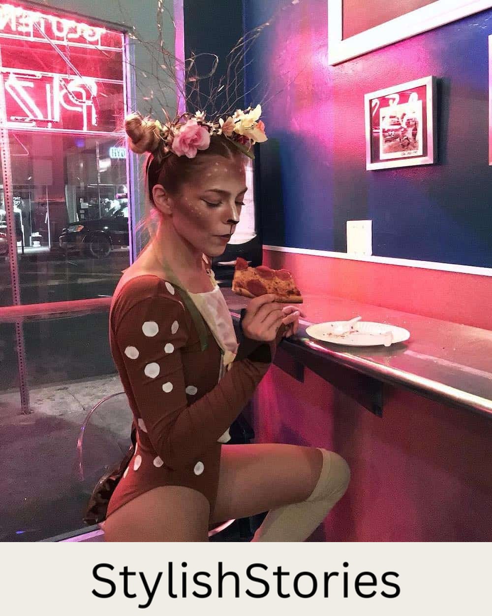 a woman dressed as a deer