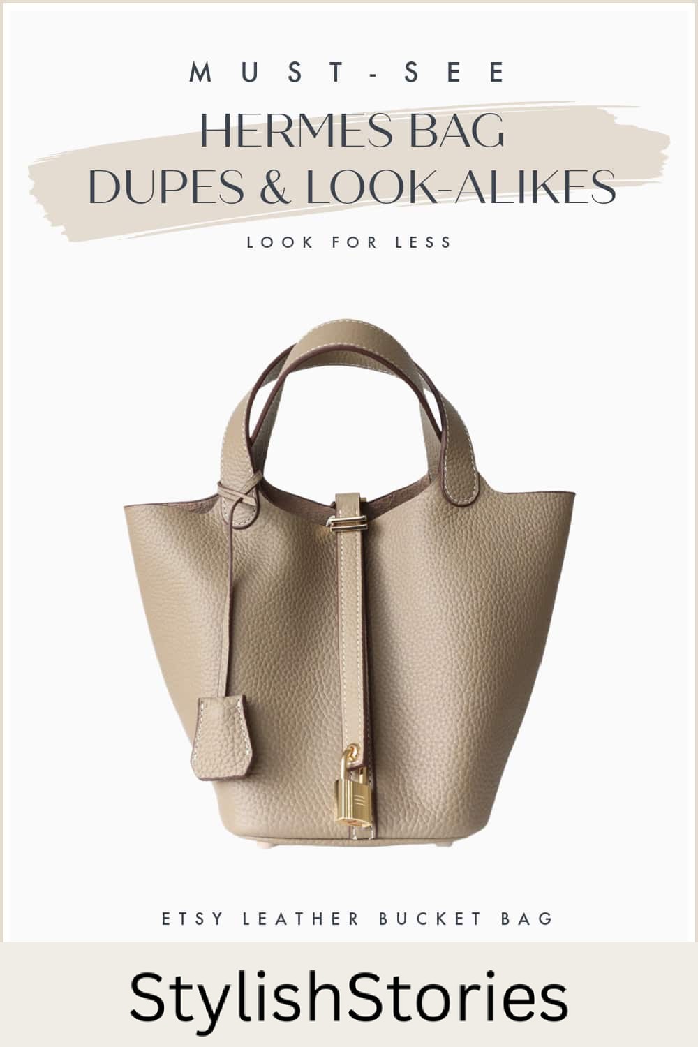 an image board of a cream leather Hermes bag dupe from Etsy
