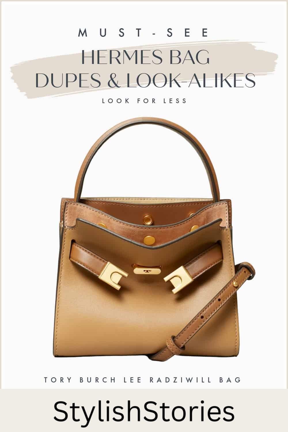 an image board of a tan leather Hermes look-alike purse from Etsy