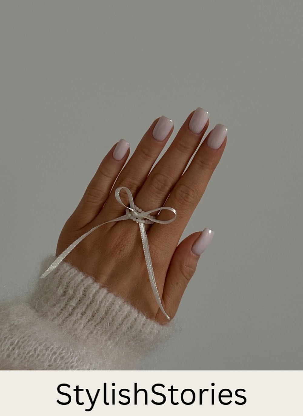short square milky white nails
