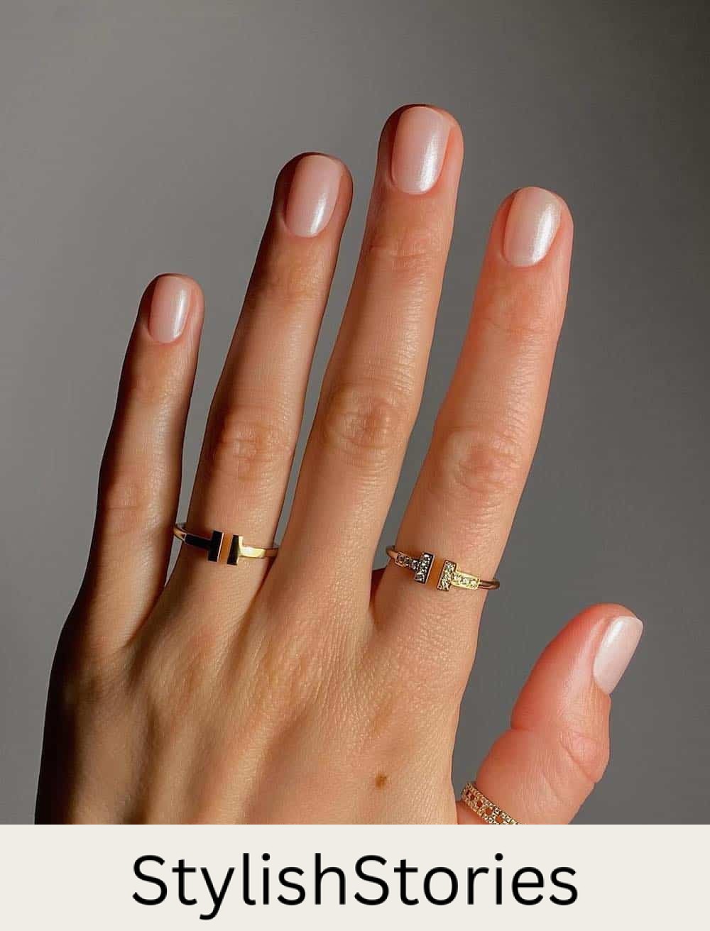 short pearly white nails