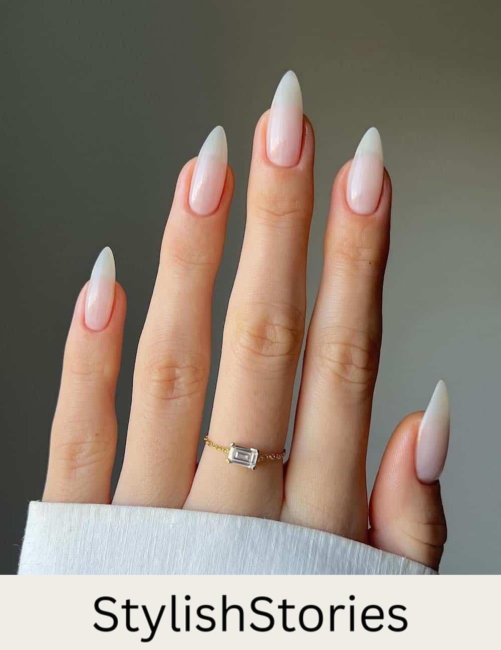 long milky white almond nails