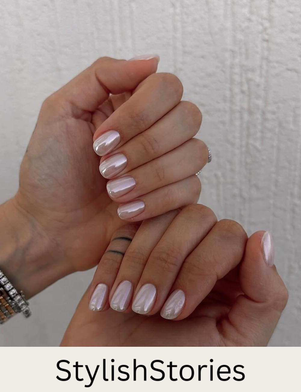 short white pearly nails