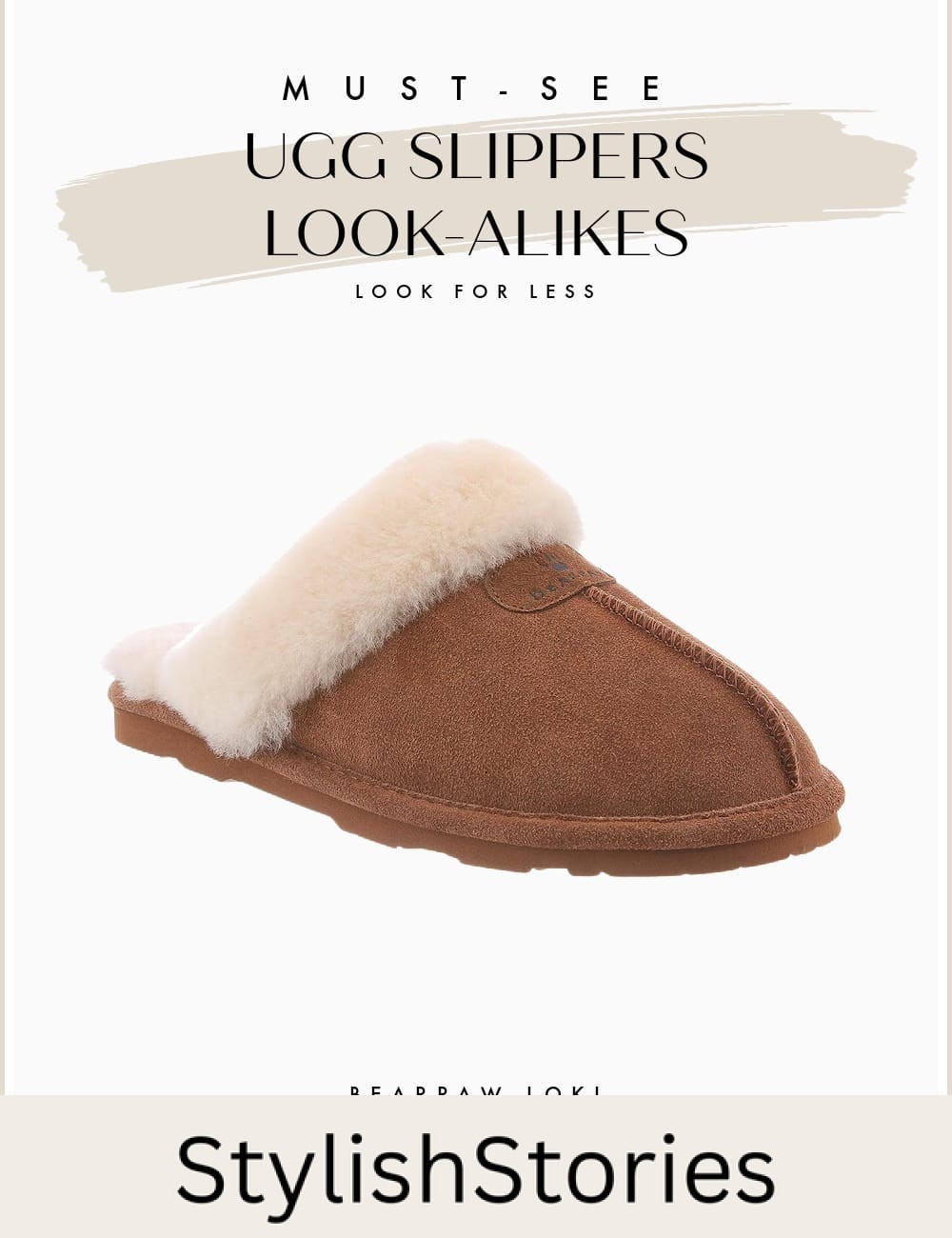 An image board of the Loki slippers from Bearpaw as a dupe for Ugg slippers