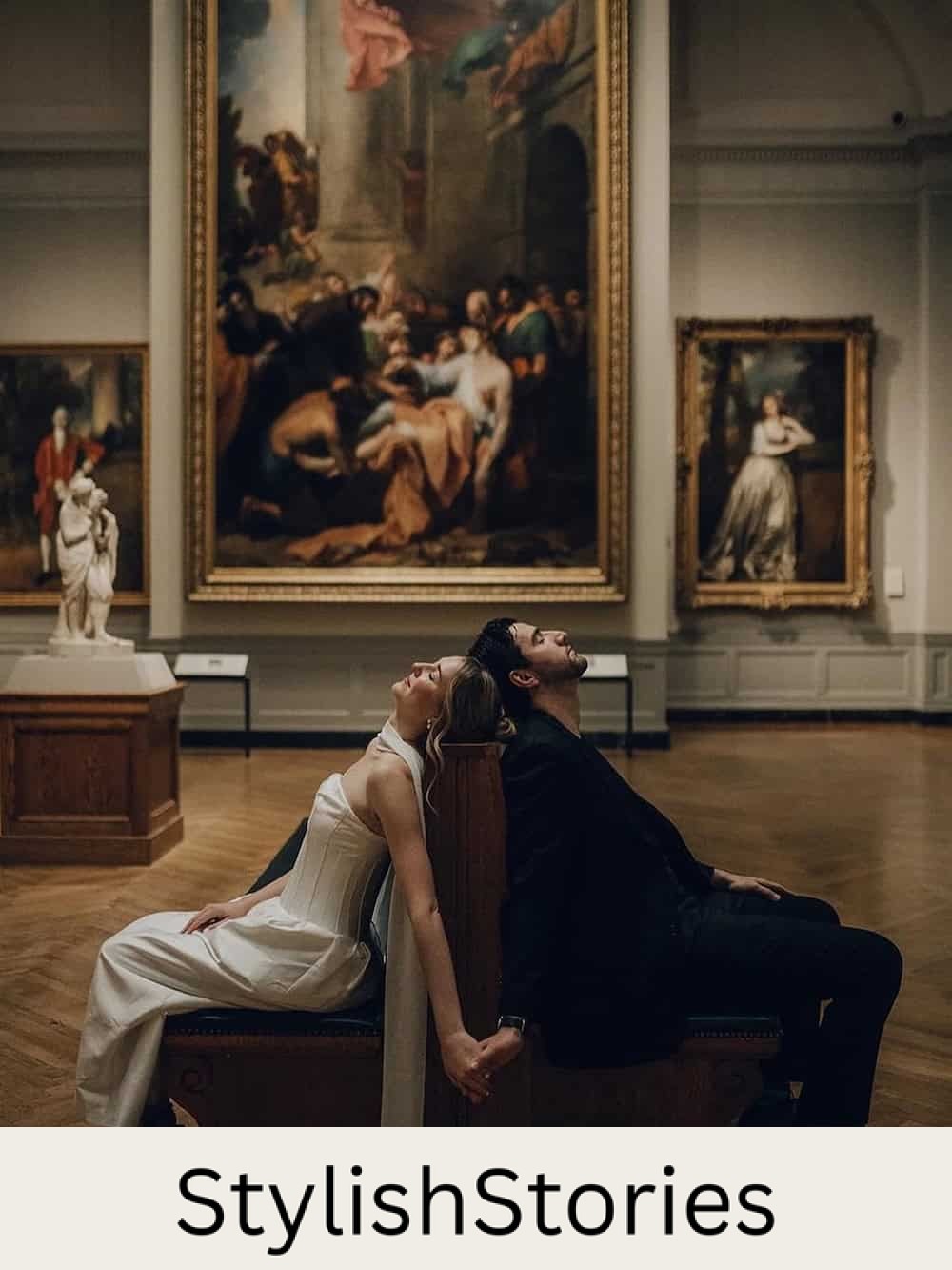engagement photos featuring a couple wearing formal wear