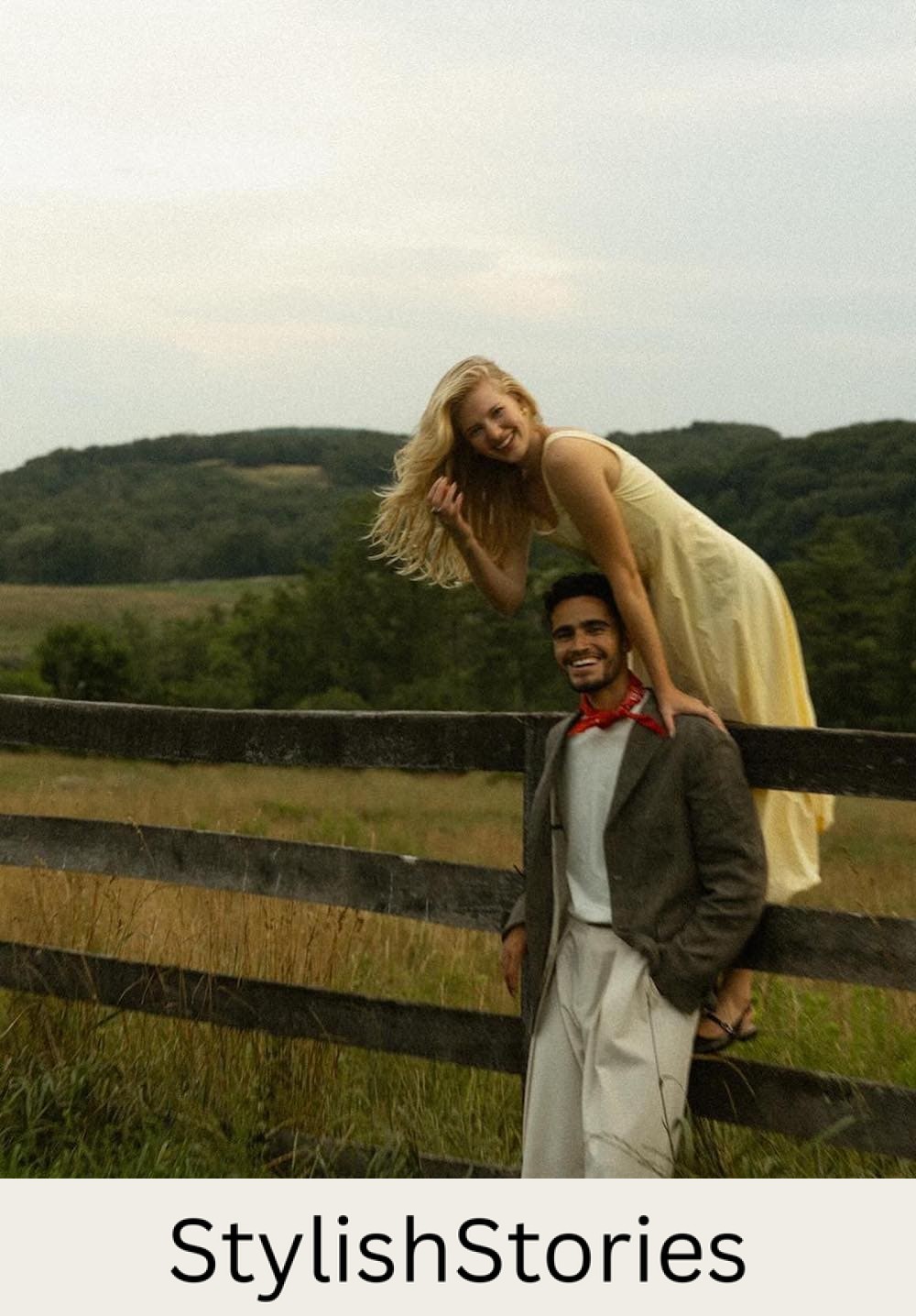 engagement photos featuring a couple wearing vintage inspired outfits