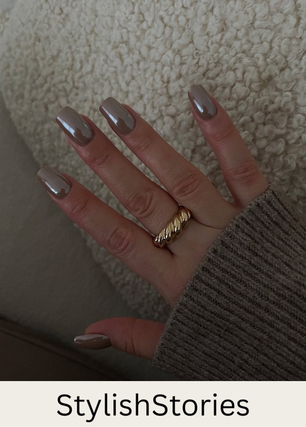 medium square chrome brown nails