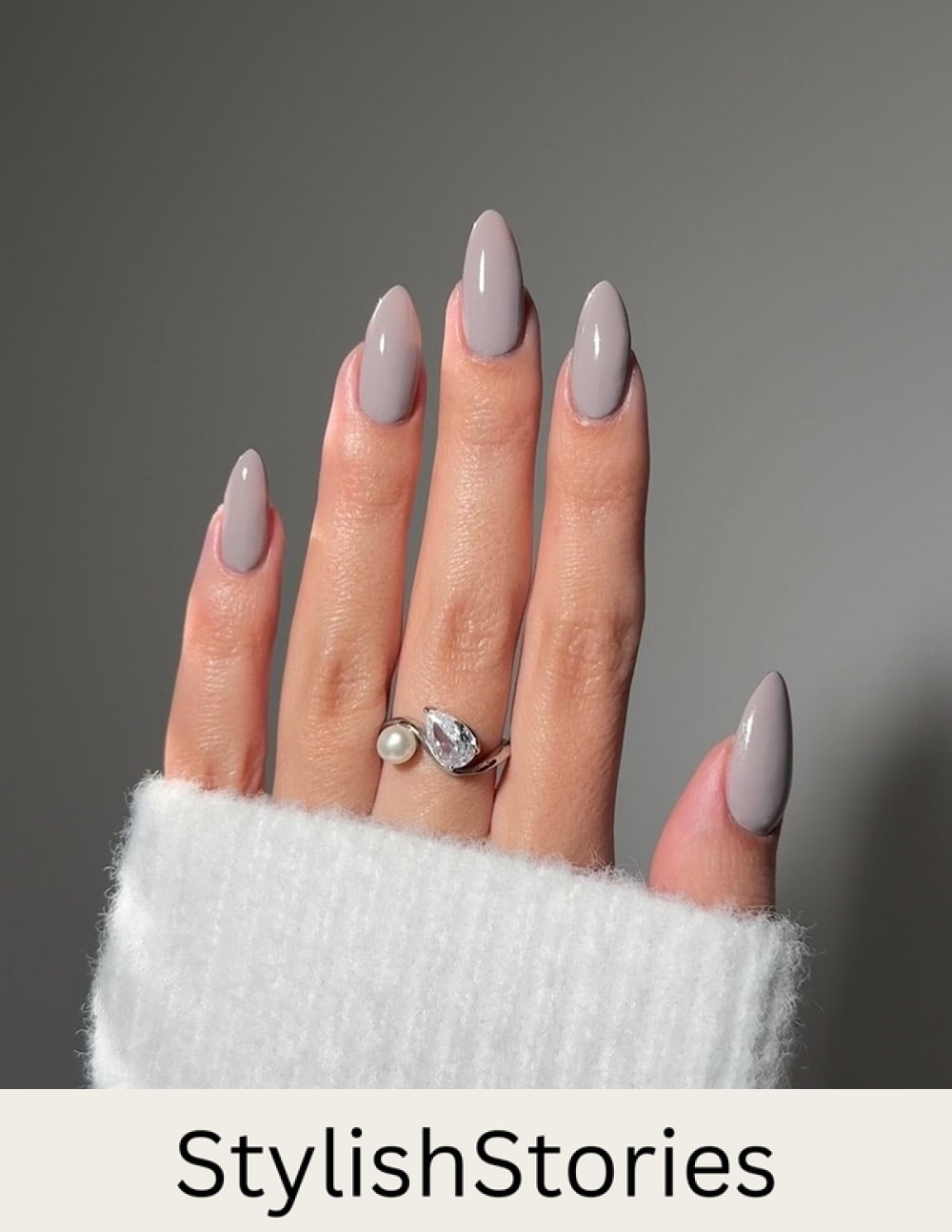medium length soft grey nails