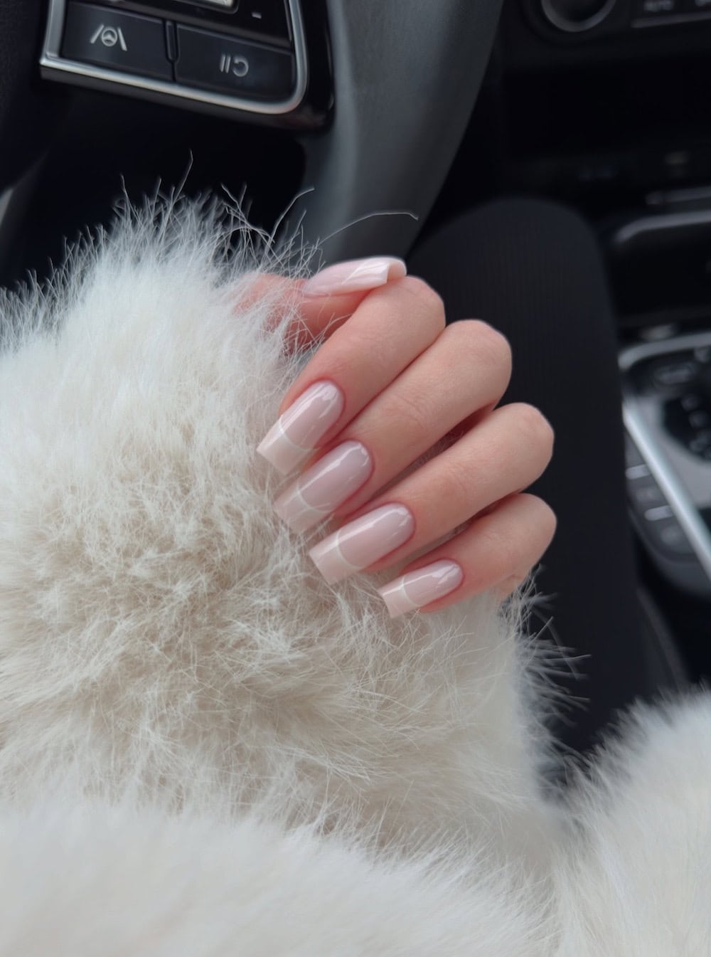 long nude nails with french tips details