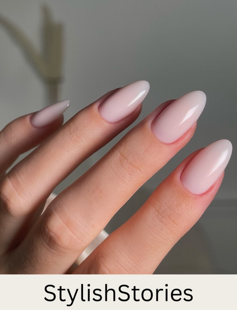 medium almond milky light pink nails