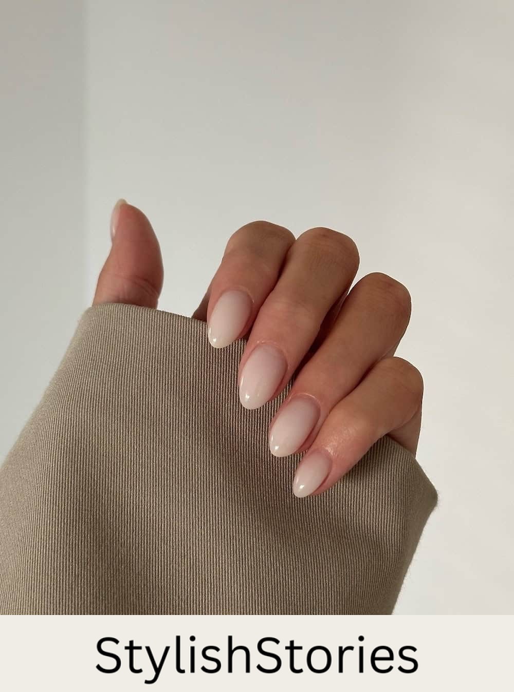 short milky white almond nails