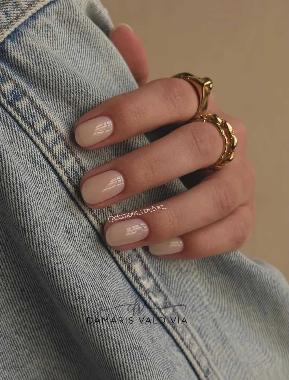 short milky beige soap nails