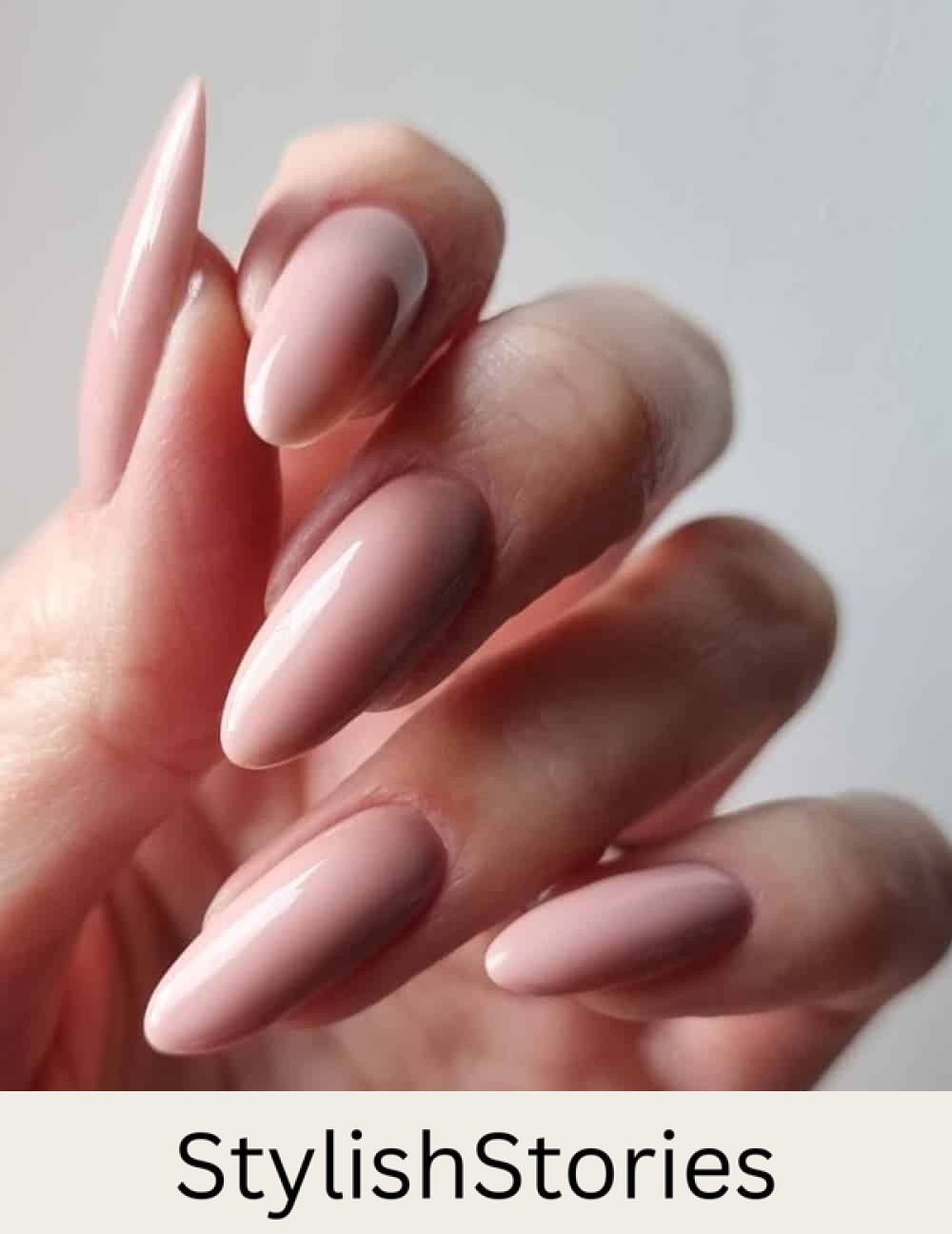 long almond nude pink nails