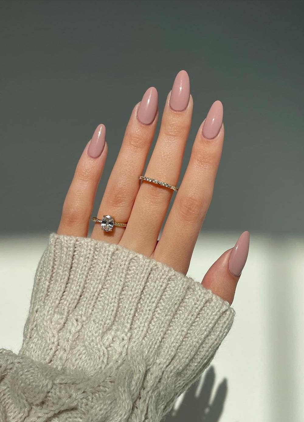 long beige almond nails