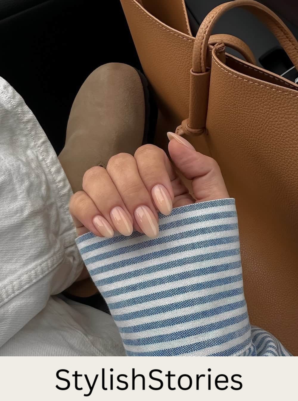 medium round nude nails