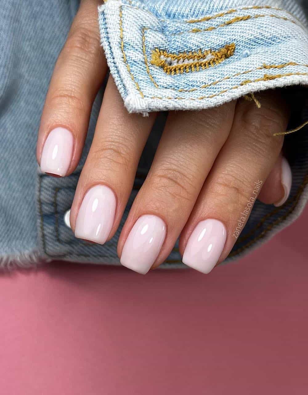 soft pink square nails