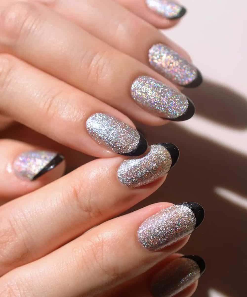 short silver litter nails with black tips