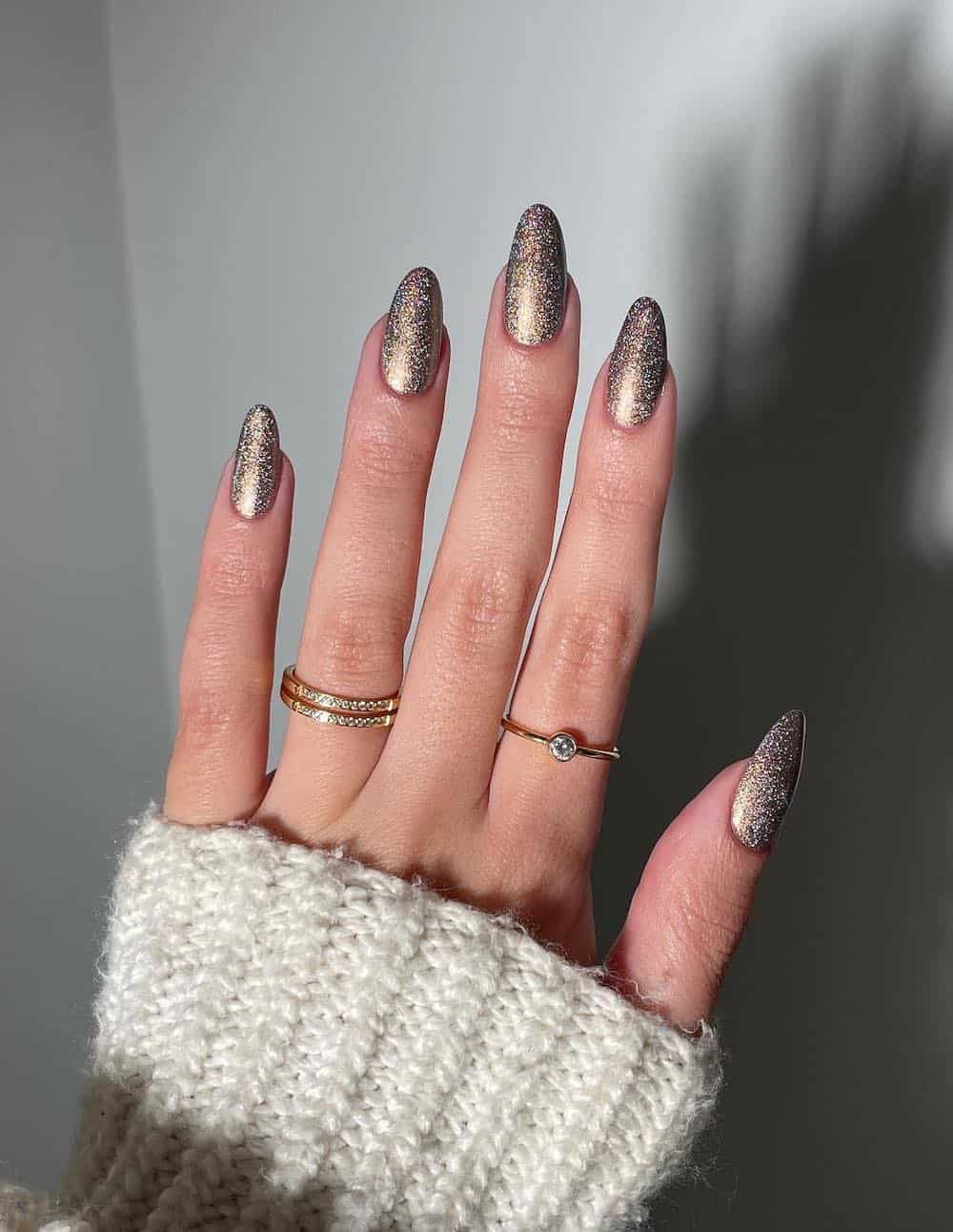 long gold glitter nails