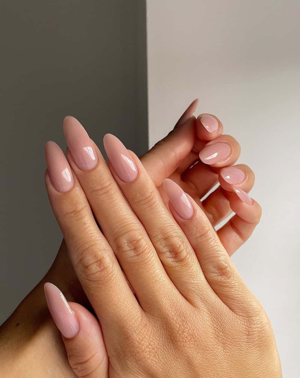 long pink almond soap nails