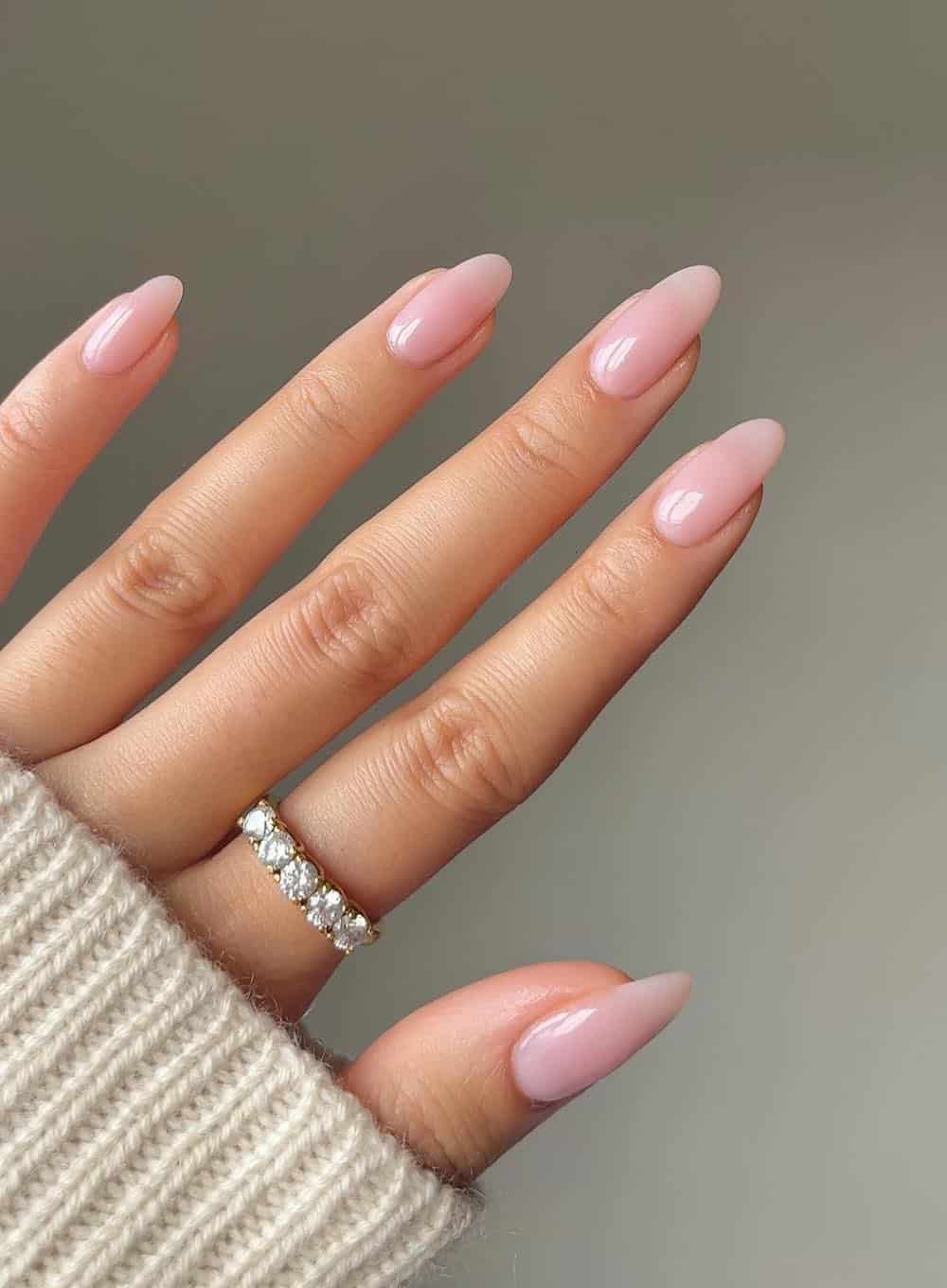 medium nude pink almond nails