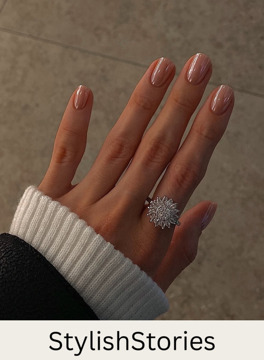 short chrome nude nails