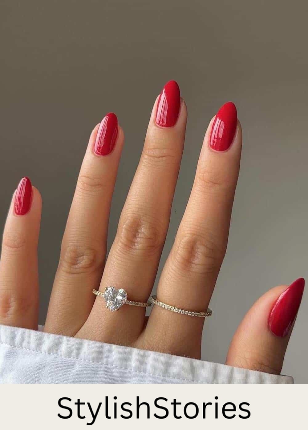 short red almond nails