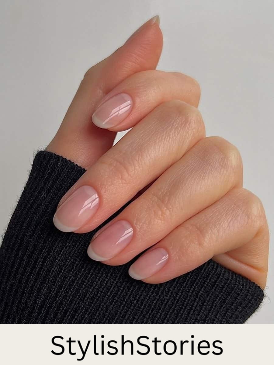short round nude nails